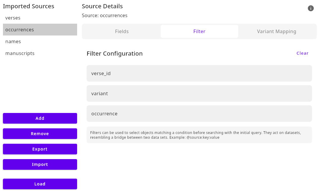 Filter Configuration